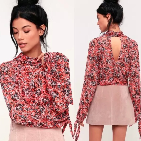 Free People Tops - Free People All Dolled Up Floral Mesh Crop Top EUC